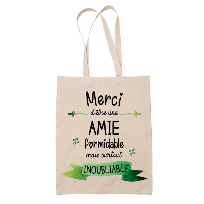 Tote Bag Merci Amie Inoubliable Coton Naturel 10L Éco