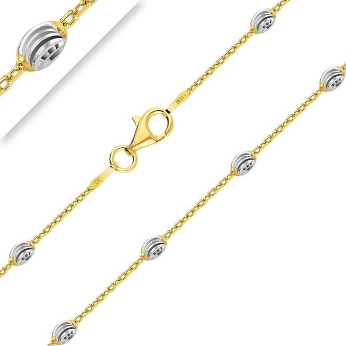 Collier Maille Figaro En Argent 925 Plaqué Or Jaune 18 Carats – Largeur 2,5 Mm, Hypoallergénique, Longueur 40 à 70 Cm