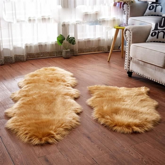 Tapis En Fausse Peau De Mouton - Duveteux & Doux - 50x80cm - Pour Chambre, Salon, Chaise - Blanc