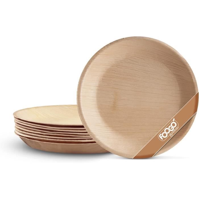 20 Assiettes Carrées 25cm En Feuilles De Palmier - Compostables Et Micro-ondables