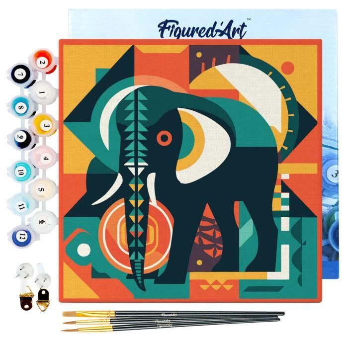 Figured’Art – Mini Peinture Par Numéro Plante Grasse – 20x20 Cm – Kit Complet Adulte – Loisir Créatif Et Détente