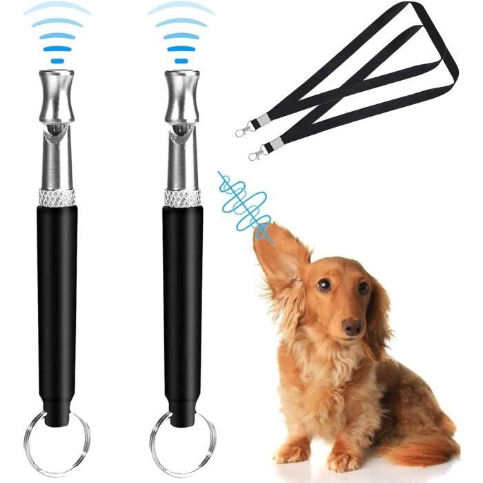 Sifflet Ultrason - 2 Pcs - Fréquence Réglable - Anti Aboiement - Pour Chien et Chat