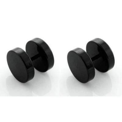 paire boucles d'oreilles homme ado acier puce vis noir a clou 8mm