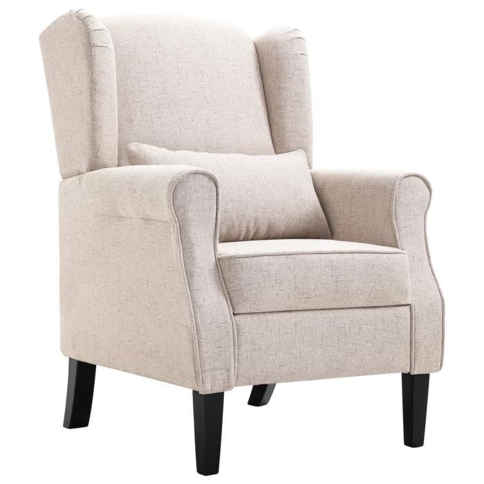 Fauteuil chaise siège lounge design club sofa salon lin tissu beige 1102202/3 Fauteuil chaise siège lounge design club sofa salon lin tissu beige 1102202/3