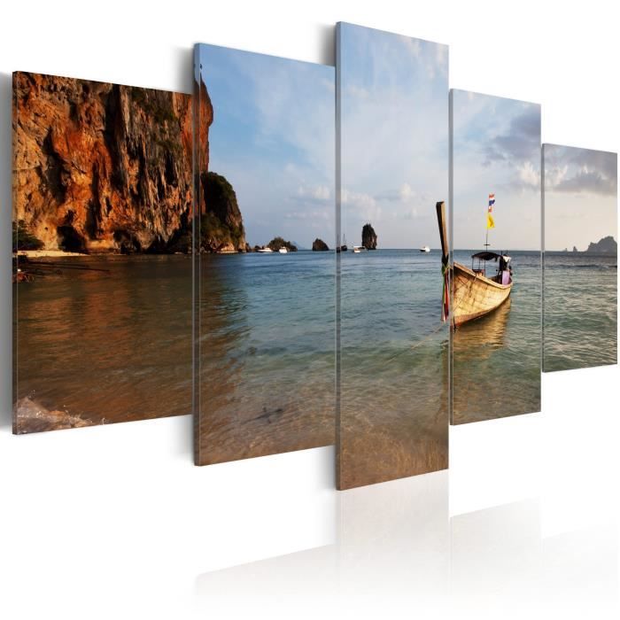 Mer Ciel Herbe Bleu Art Impression Image Poster Metallique Plage 30x20 cm