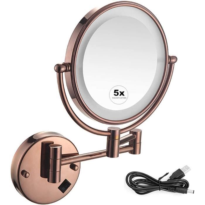 Miroir De Maquillage Sur Pied Nicesail - Miroir Grossissant X5, Double Face Anti-Buée - Noir, Diamètre 20cm - Parfait Pour Salon & Salle De Bain
