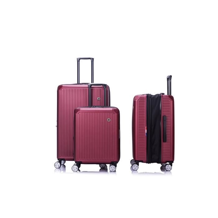 Set de 3 Valises Extensible Bordeaux Rigide ABS Code TSA 55-67-76cm Bordeaux LYS
