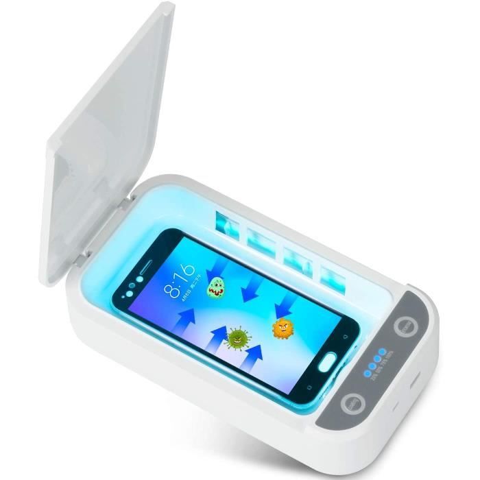 Multifonctionnel téléphone portable masque facial désinfection UV  aromathérapie lampe ultraviolette stérilisateur désinfectant boîte (blanc)