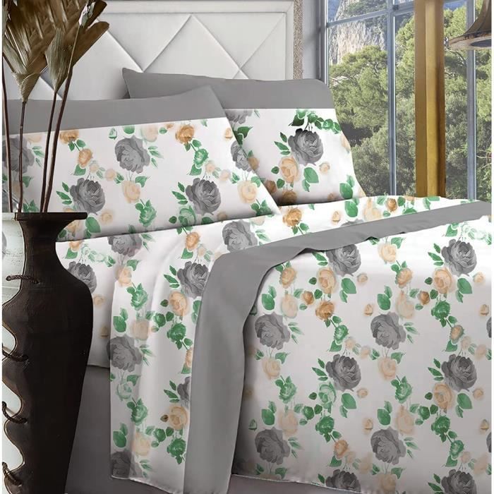 Parure De Lit Simple 100% Coton Motif Grinch - Drap Housse + Drap Plat + Taie, Lavable Machine, Cadeau Noël - 6