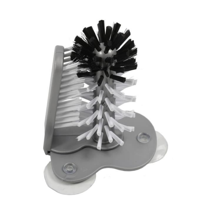 Brosse à Vaisselle Avec Ventouse - Pour évier, Poils En Nylon, Poignée Ergonomique - Économise De L'espace