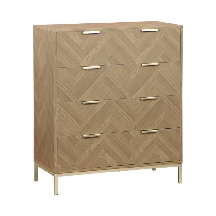 sweeek - Commode de rangement décor chevrons 4 tiroirs BUDAPEST sweeek - Commode de rangement décor chevrons 4 tiroirs BUDAPEST