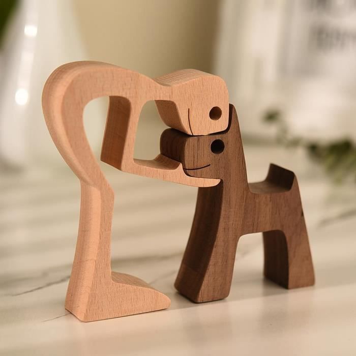 Sculpture En Bois 'Baiser' Abstraite - Décoration De Table Romantique Pour Saint-Valentin, Mariage - Cadeau Couple Fait Main - 9