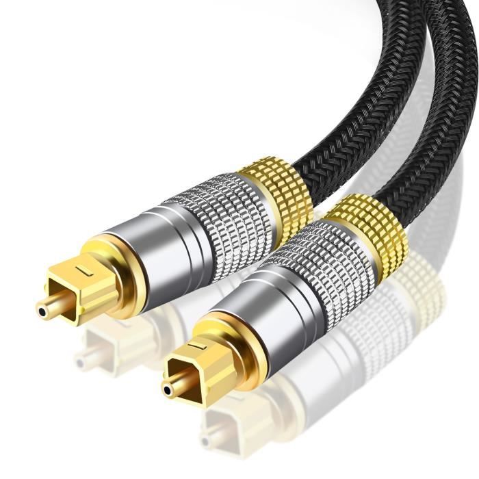 Ototon® 5M Câble Optique Audio Toslink en Nylon Tressé Coque en Aluminium  Câble Fibre Optique Numérique - 5M - Cdiscount Informatique