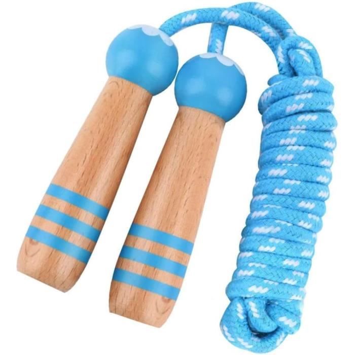 Corde à Sauter Réglable Pour Enfants - Poignées En Bois, Corde En Coton - Longueur 270 Cm - Pour Jeu Et Sport