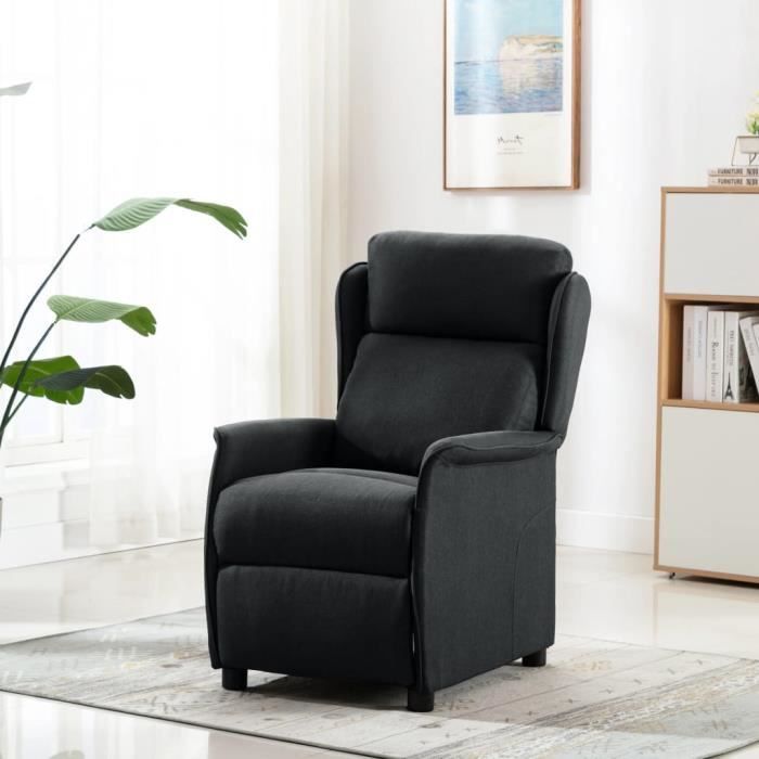 fauteuil massant électrique inclinable - meuble fr - gris foncé tissu - 6 points de massage et chauffage