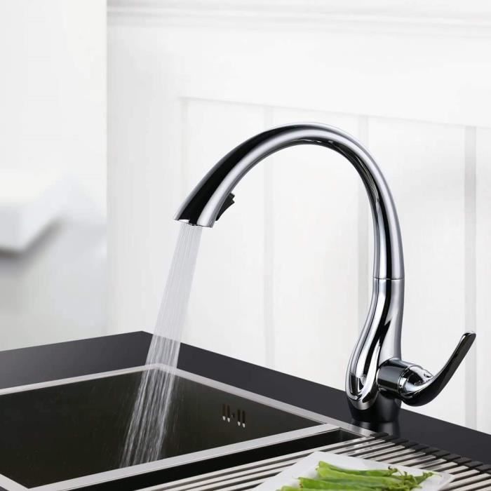 Robinet évier 12V Pivotant 360° Acier Inoxydable - Pour Camping-car, Bateau, Caravane - Dimensions 90x43x121 Mm