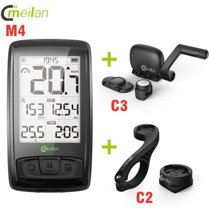 Compteur vélo,Sans fil Bluetooth 4.0 vélo ordinateur avec poitrine moniteur  de fréquence cardiaque capteur de - Type M4 x C3 - Cdiscount Sport