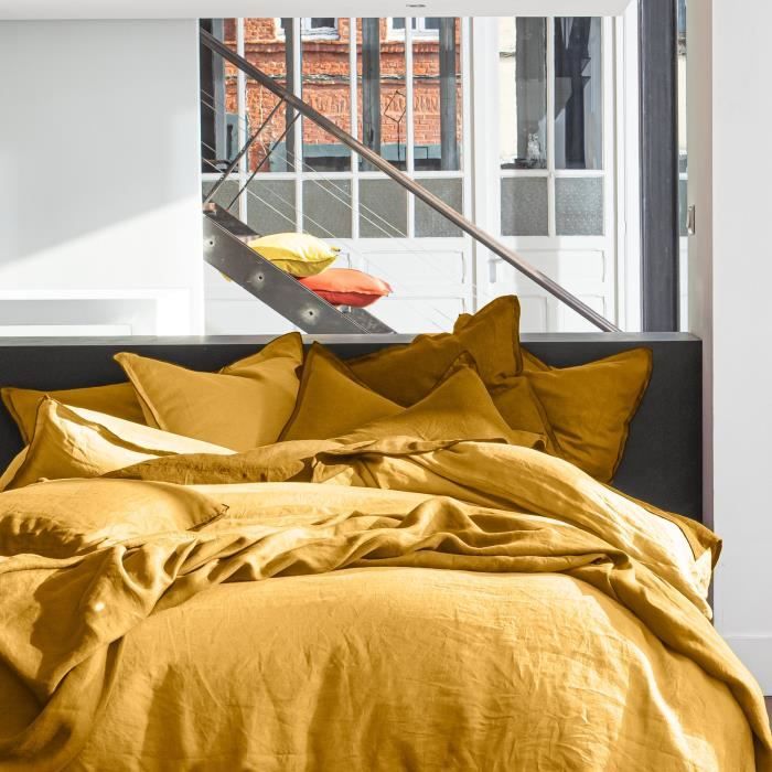 Housse de couette 240x260 cm 100% Lin Lavé Épice - Linge de lit Housse de couette premium