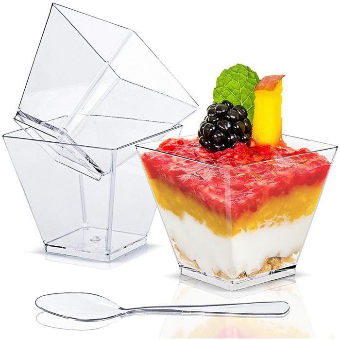 Tasses À Dessert En Plastique Jetables De 60ml, 25/50 Ensembles