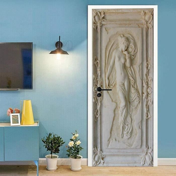 BXZGDJY Autocollants De Porte 3D Cascade 77X200Cm Stickers Porte Poster Couloir 3D Papier Peint Porte Trompe L/'Oeil Pour Salon Chambre Décoration De La Maison Stickers Muraux Imperméable Stickers Amo