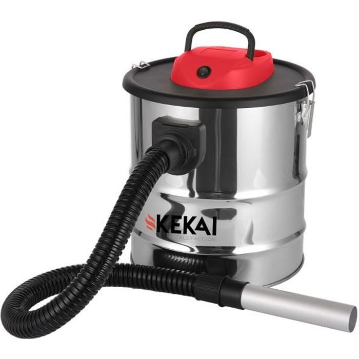 Aspirateur Souffleur à Cendres KEKAI Trajano 1200W - Filtre HEPA Lavable en Acier - 18L - Couleur Métal