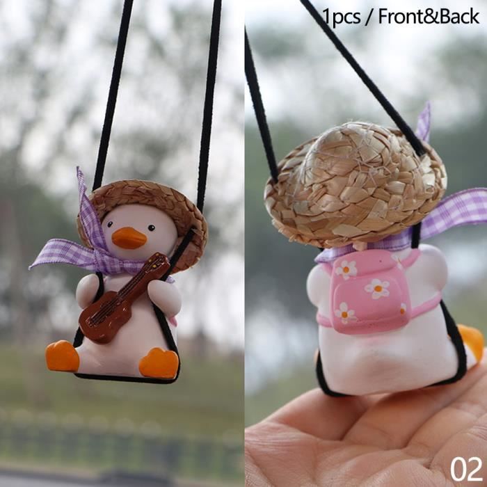 Canard Oscillant Rétroviseur 2 Canards Swing Décoratifs - Ornement Rétroviseur Voiture | Décoration Fun Bureau Et Maison | Cadeau Original Désodorisant Voiture