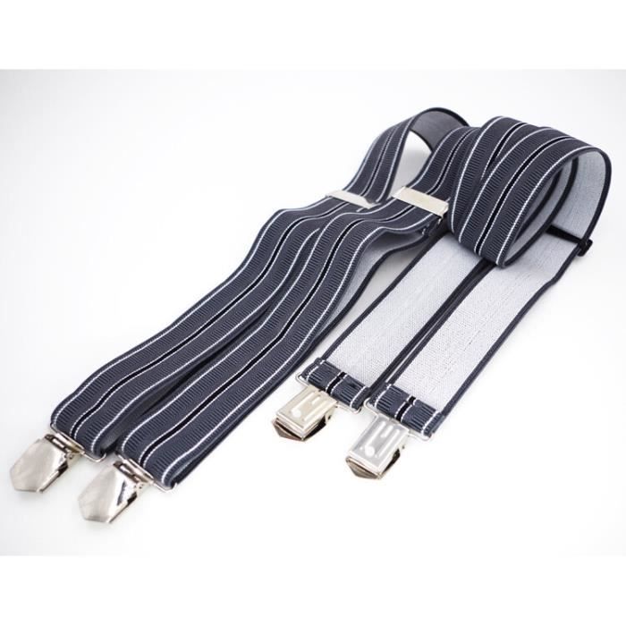 Bretelles Homme Réglables à 4 Clips - Largeur 5cm, Dos En X, élastiques, Couleur Blanc, Neuves