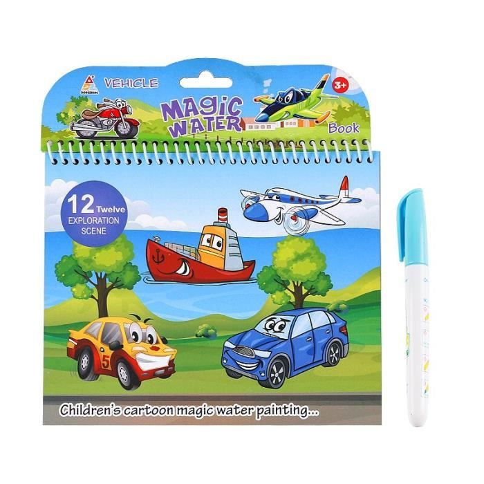 Bloc De Coloriage à L'Eau - Stylo Magique Rechargeable - Thème La Mer - 6 Cartes - APLI Kids