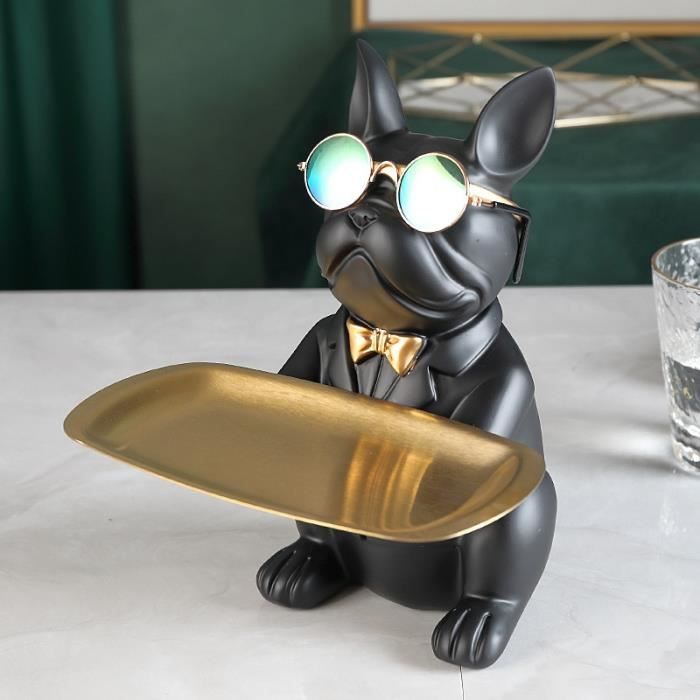 Figurine Bouledogue Français Butler – Plateau De Rangement Multifonction, Tirelire & Porte-Clés, Décoration Adorable