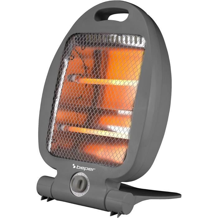 Chauffage à Quartz BEPER 800W - 2 Niveaux De Puissance - Anti-Renversement - Portable Et Économique - Gris