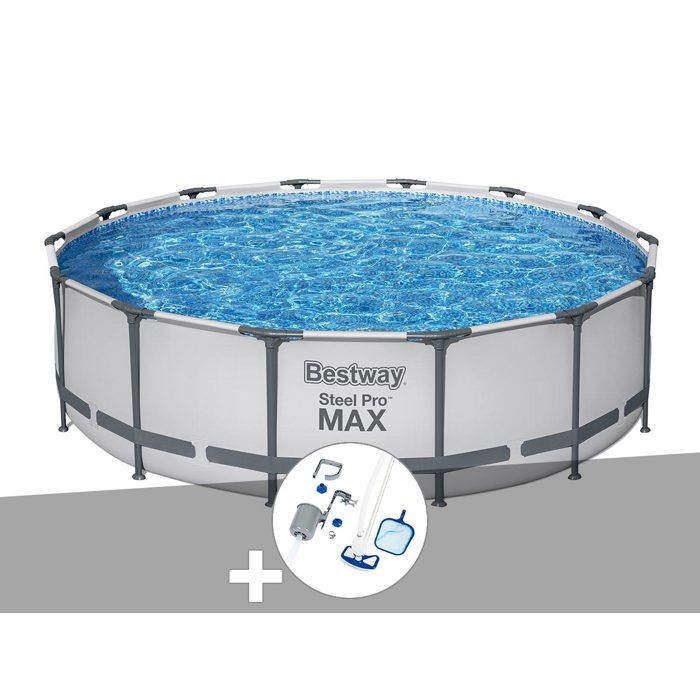 Kit Piscine hors sol tubulaire BESTWAY Steel Pro Max™ 457 x 107 cm Ronde Avec pompe de filtration échelle + bâche