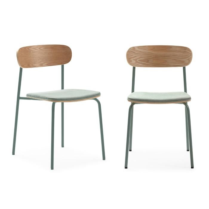 CALICOSY - Lot de 2 chaises en tissu avec pieds en métal L46 cm - ADRIANA - Aigue marine CALICOSY - Lot de 2 chaises en tissu avec pieds en métal L46 cm - ADRIANA - Aigue marine