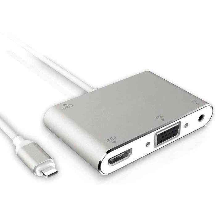 Adaptateur Lightning vers HDMI VGA AV iPad iPhone au Câble HDMI 1080P Digital AV Adaptateur HDTV