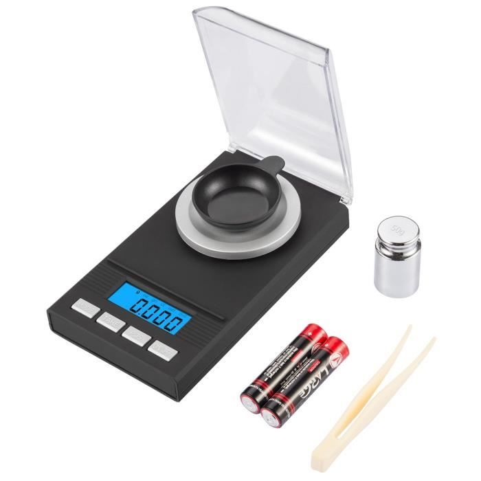 Balance De Precision Milligrammes 50g X 0.001g,Balance De Bijoux Avec Affichage à LED Échelle, Multifonction Balance Electronique, Balance De Cuisine, Balance De Poche Avec Poids D'étalonnage