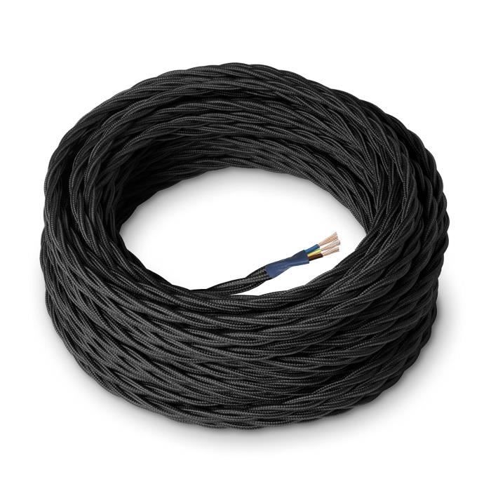 Câble Électrique Textile Couleur Noir, Torsadé, Soie, 3 Mètres, Avec — free download