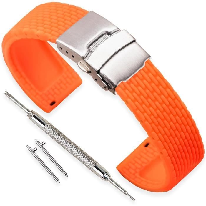 Bracelet De Montre En Silicone Souple 24mm, Gris, Pour Homme Ou Femme - Neuf Avec étiquettes