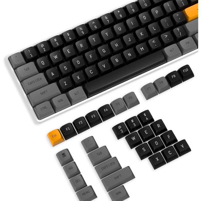 LQXQ Low Profile Keycaps 143, PBT Touches Clavier 75 pourcent Shine Through, Touches pour ANSI US 60% 65% 75% 80% 100% Cherry Gateron MX Commutateur