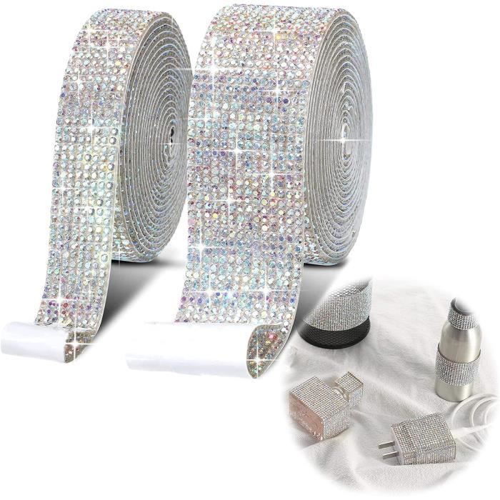 4 Rouleaux De Ruban Strass Autocollant - Largeurs 0,5 à 2 Cm - Longueur 0,9 M Chacun - Pour Décoration DIY, Téléphone, Vases, Mariage