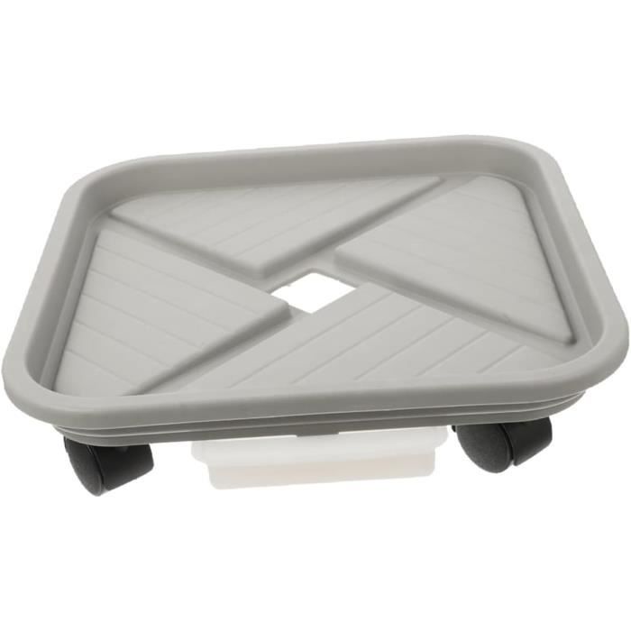 Support Roulant Pour Pots De Fleurs Avec Plateau Anti-fuite - 27.5x27.5cm, Gris, Mobile Pour Plantes Intérieur/extérieur