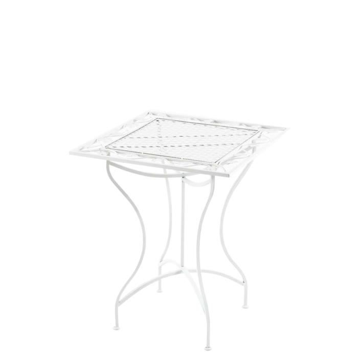 Table de Jardin en Fer Forgé Asina 60 x 60 cm - CLP - Carré - Blanc
