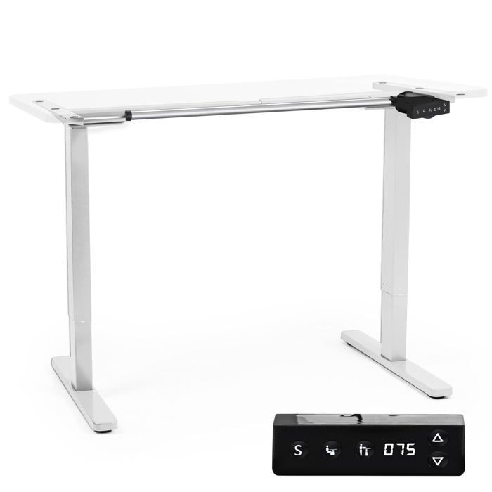 Duronic TM12 WE Bureau Assis-Debout Blanc   &Eacute;lectrique   Max 80 kg   Plateau Disponible s&eacute;par&eacute;ment