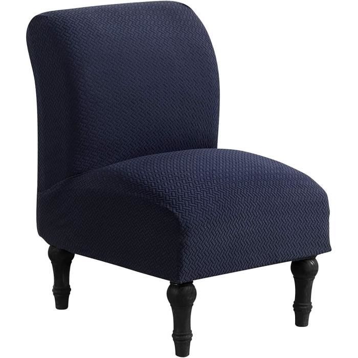Housse De Fauteuil Extensible 2 Pièces - Velours, Antidérapante, Lavable, Gris/Blanc