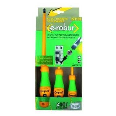 EROBUR 3 tournevis à  empreinte mixte pour borniers électriques 221130