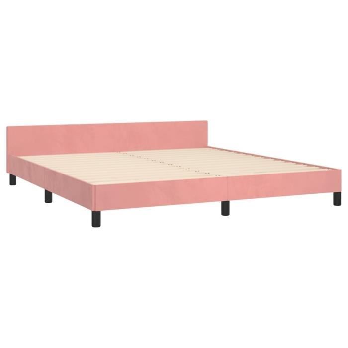 Cadre de lit - ESTINK - Rose 160x200 cm - Velours AB347584 - Contemporain - Design