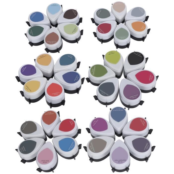 Tampons encreurs en forme de goutte, 36 couleurs colorées colorées