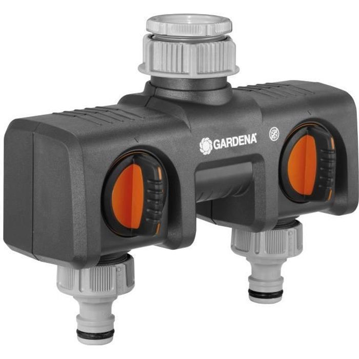 GARDENA Sélecteur d'arrosage 2 voies – Double sorties d’eau indépendantes – Connexion unique GARDENA – Garantie 8193 20