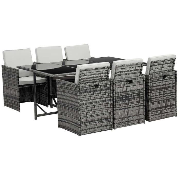 Salon De Jardin Resine Tressee Chicago 6 Florida Gris