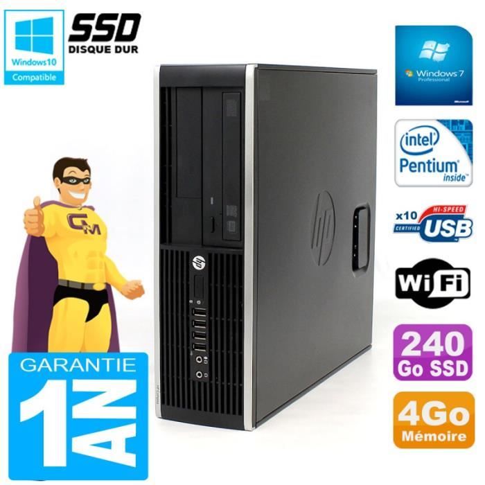 PC HP Compaq Pro 6200 SFF Intel G840 RAM 4Go 240 Go SSD Graveur DVD Wifi W7