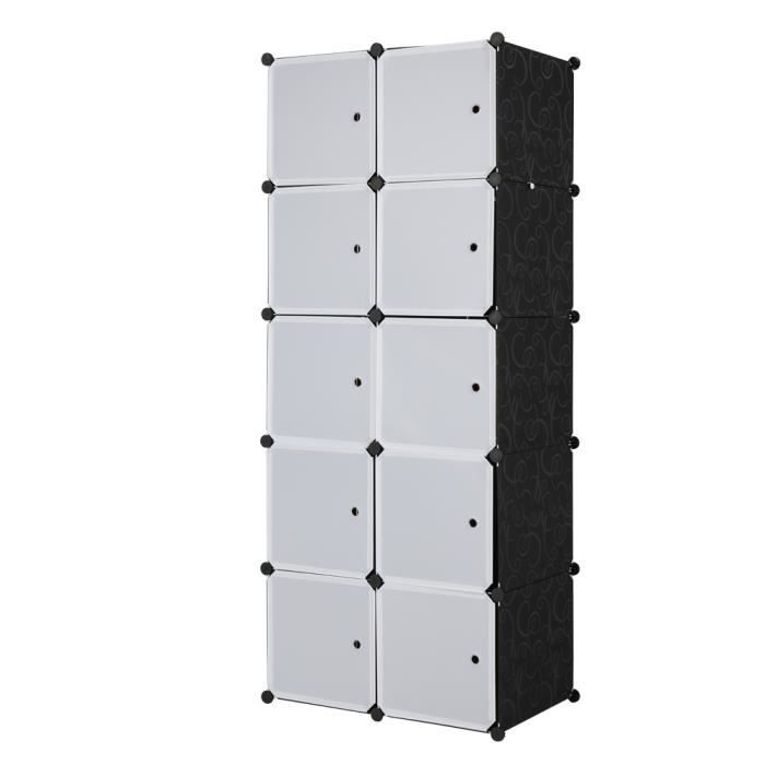 Armoire de rangement 10 compartiment armoire penderie,taille 35*45cm,armoire Rubik's cube avec 1 tringles à linge DIY armoire enfant