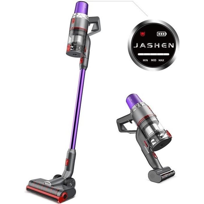 JASHEN V16 - Aspirateur Balai sans Fil - 25.2V - 4 en 1 -  Jusquà 40 Min dautonomie - Ecran LED Intelligent - 3 Vitesses